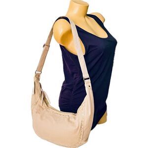 NWT Old Navy Gorgeous Adjustable tan gold sequin Canvas crossbody hobo bag